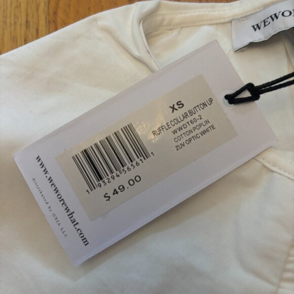 WeWoreWhat Ruffle Collar Cotton Poplin Button-Up - NWT, Optic White, XS - Picture 12 of 15